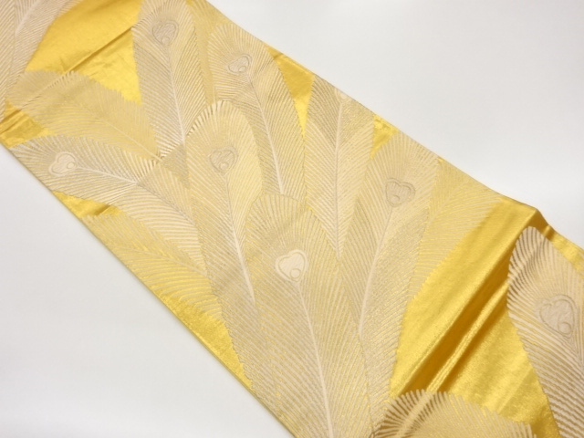 JAPANESE FUKURO OBI / WOVEN PEACOCK FEATHERS
